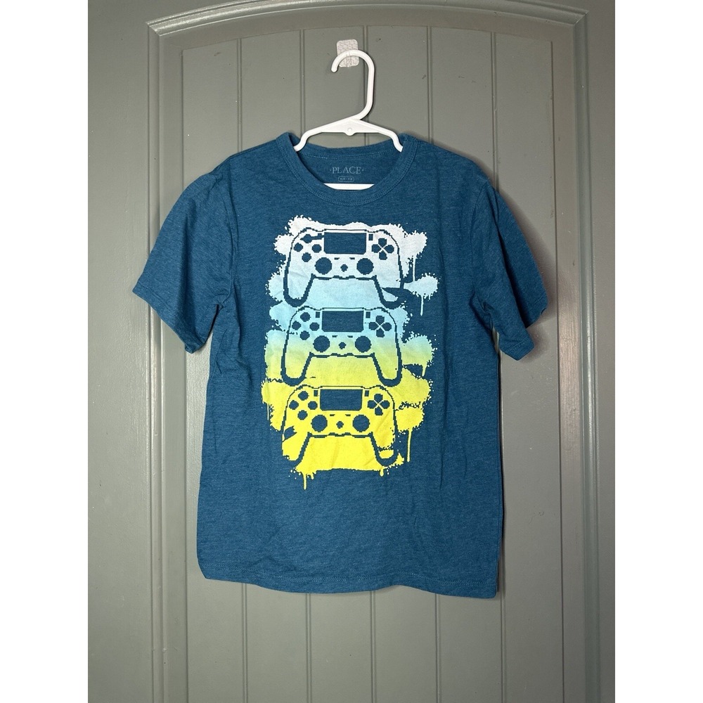 Children's Place Boys ⅞ Gaming Gamer Controller Blue Teal Shirt